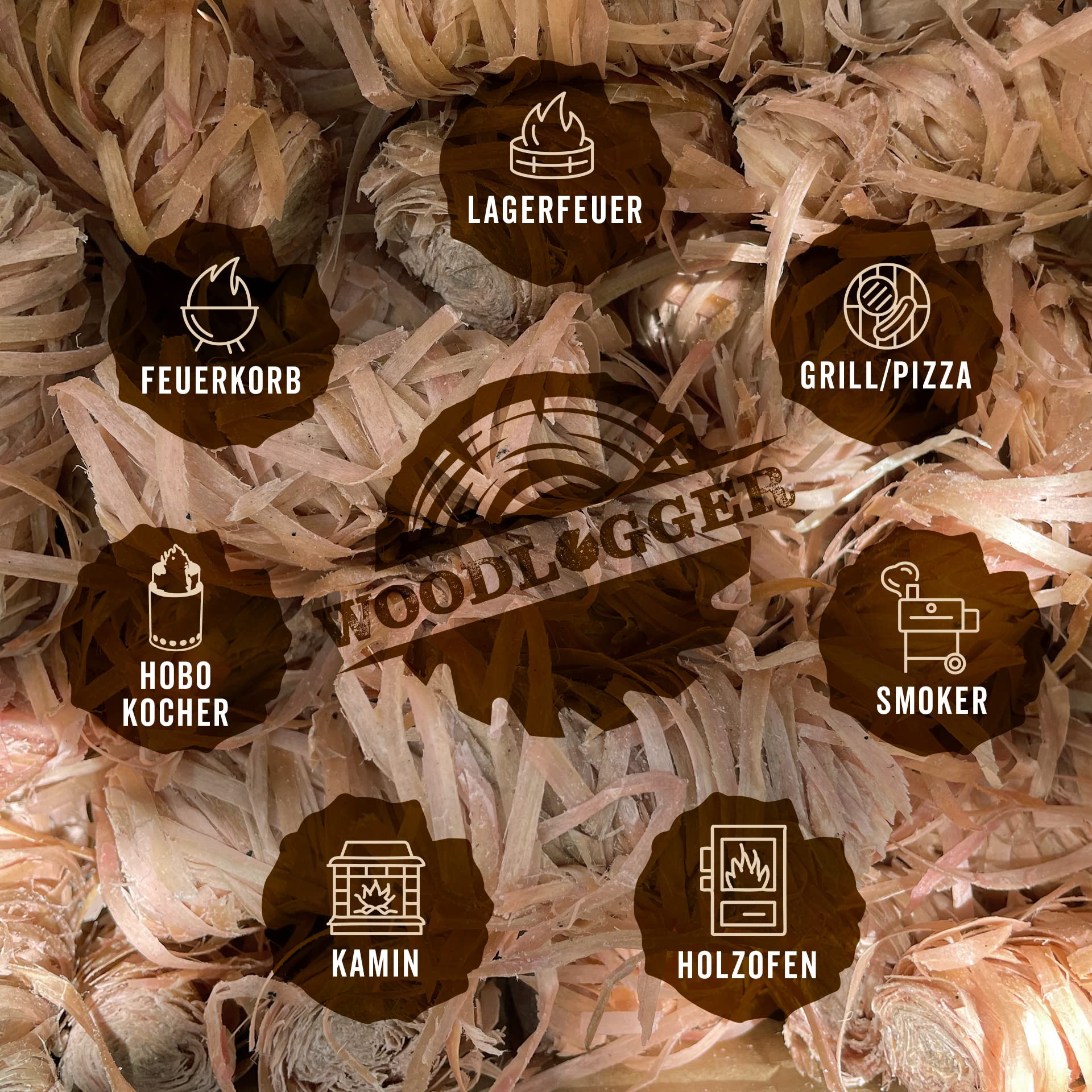 Holzwolle 10 kg mit Langer Brenndauer | Anzünder für Kamin, Grill, Ofen und Kachelofen | Geruchsneutrale Anzündwolle aus Holz in Wachs getränkt | Ohne chemische Zusätze