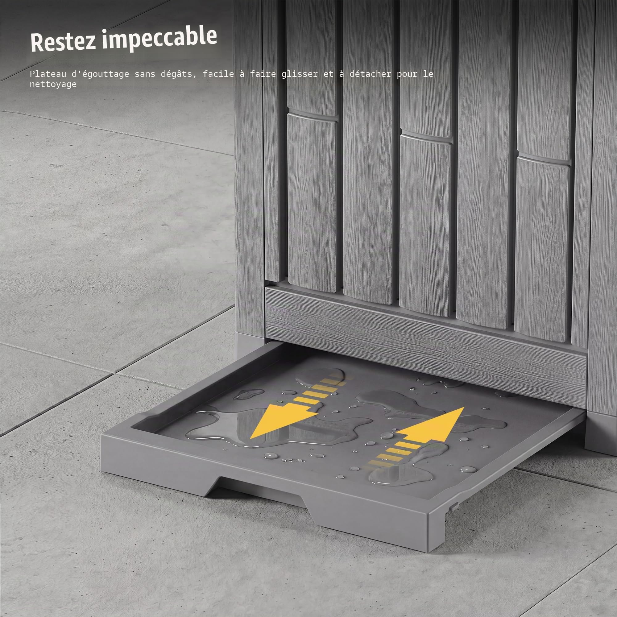 EAST OAK Poubelle d'extérieur de 280 litres | Poubelle en résine imperméable avec Couvercle à étages et Plateau d'égouttement | Poubelle extérieure pour terrasse | Cuisine, arrière-Cour et terrasse |