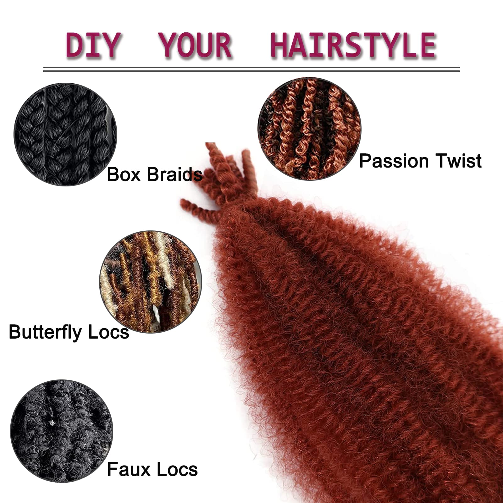 8 Packs Springy Afro Twist Hair 24inch Pre-Separated Kinky Marley Twist Braiding Hair Soft Synthetic Crochet for Distressed Spring Extensions for Women (350) - Image 4