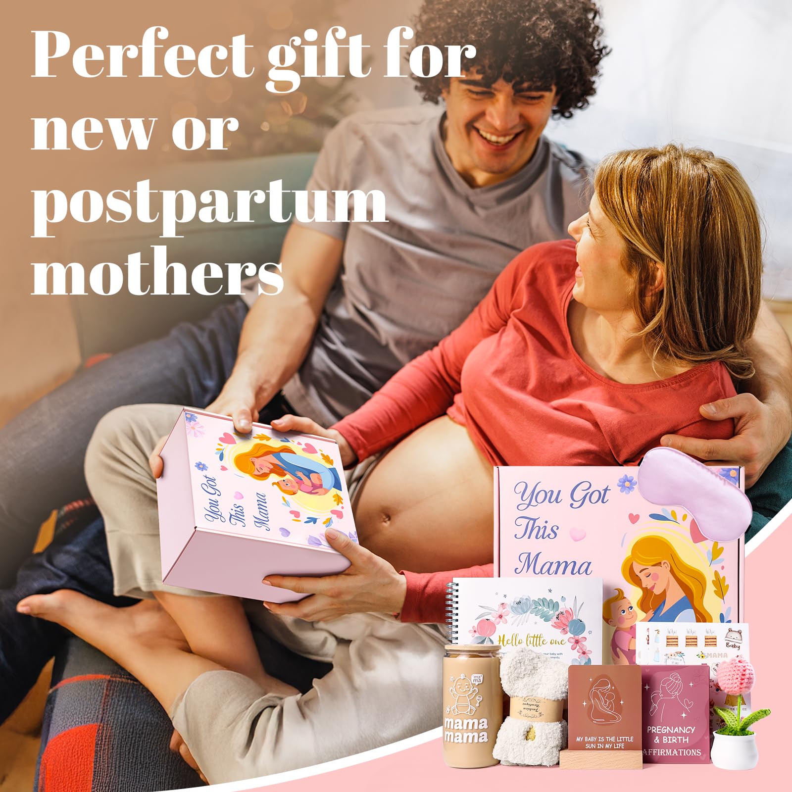 JALEBRO Caja de regalo para mamá nueva, cesta de regalo para mamá, regalo de baby shower para futura mamá, libro de recuerdos de bebé, regalos de embarazo para futura madre, posparto para mamá por