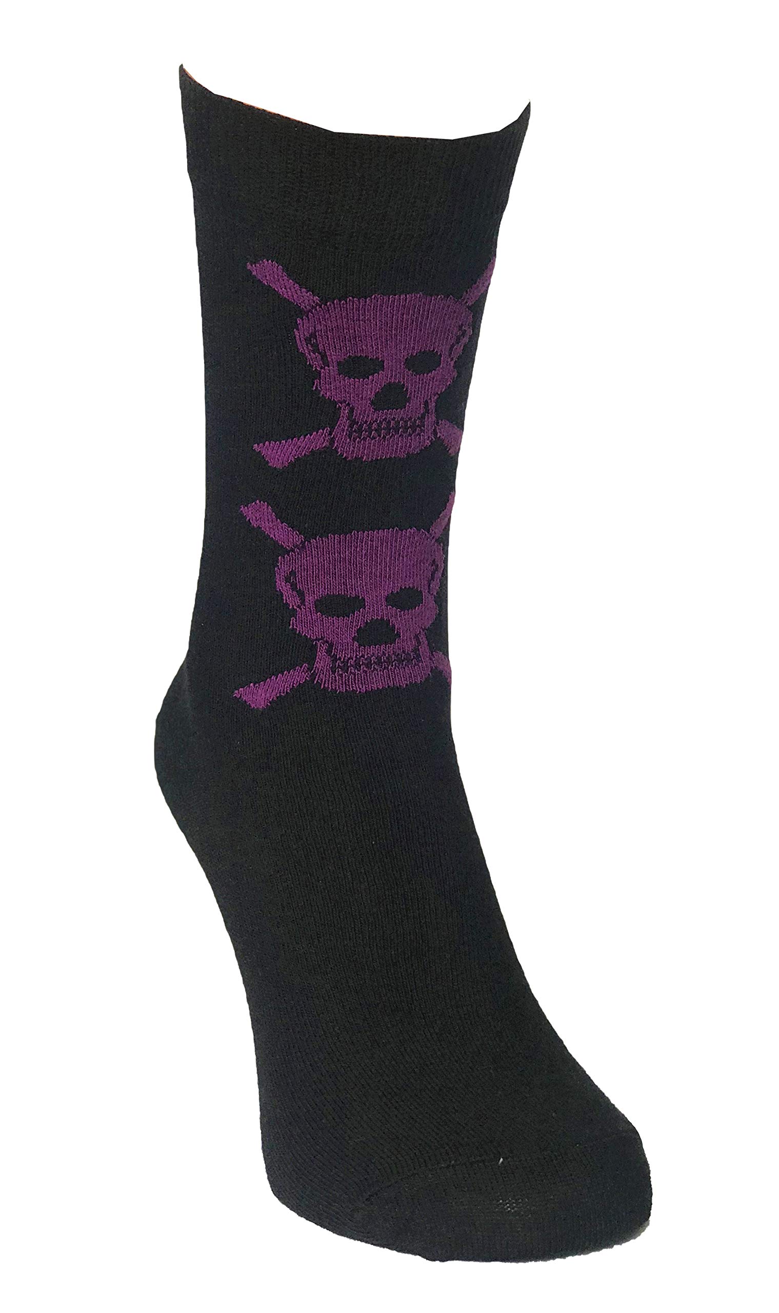 M MACAHEL LADIES MAN UNISEX SKULL CROSSBONE HALLOWEN GOTHIC STYLE ANKLE SOCKS (Purple, 4-8/37-42 Ladies)