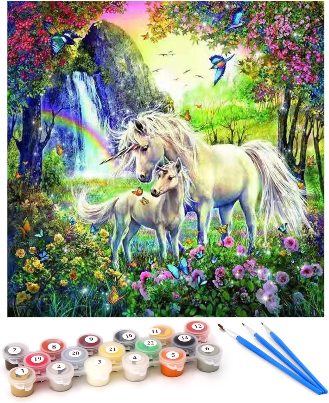 Paint by Numbers for Adult Children, Paint by Numbers Kits, Home Decor Wrinkle Free Canvas with Brush and Acrylic Paint, Without Frame 40*50cm (Unicorn)