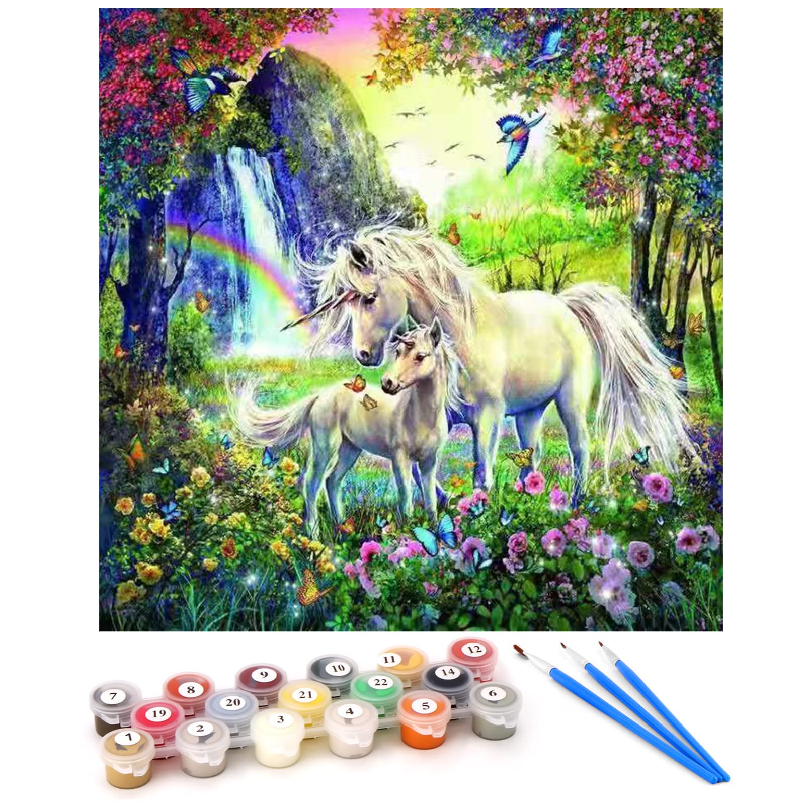 Paint by Numbers for Adult Children, Paint by Numbers Kits, Home Decor Wrinkle Free Canvas with Brush and Acrylic Paint, Without Frame 40*50cm (Unicorn)