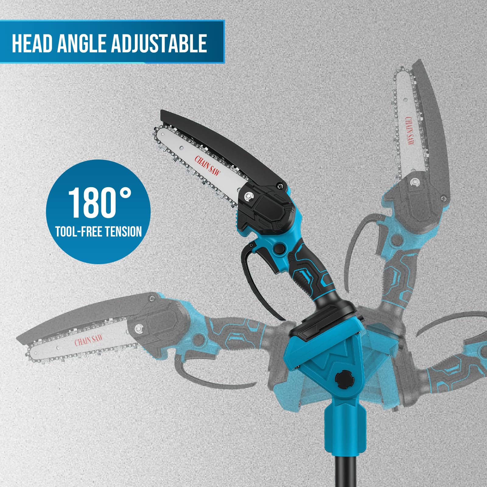 4-in-1 Akku-Hochentaster Set mit 6 Zoll Mini-Kettensäge, 40 mm Astschere, Teleskop Astsäge, Hochentaster Akku Baumsäge Teleskopsäge mit Teleskopstange bis 4,5 m Höhe, 2x 2000 mAh Akkus und Ladegerät