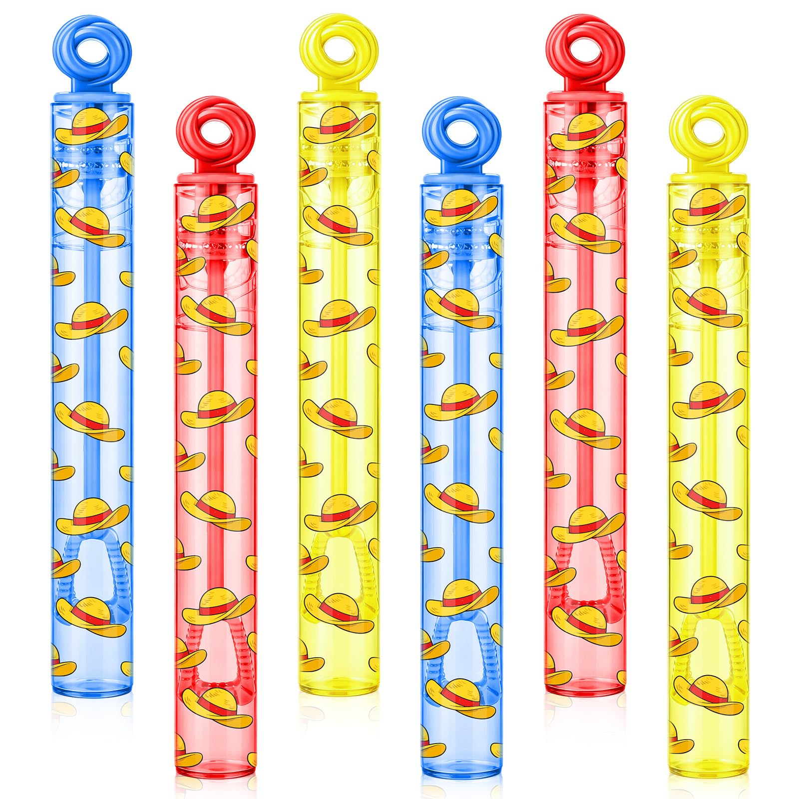 Rotatingpals 32 Pcs Red Ribbon Straw Hat Bubble Wands Red Ribbon Straw Hat Party Favors