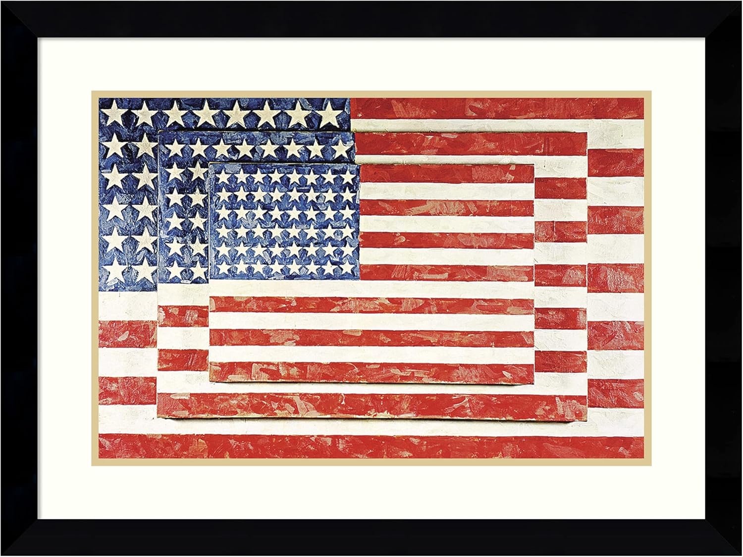 Amazon Com Framed Art Print Three Flags By Jasper Johns Outer Size 33 X 25 Prints Posters Prints
