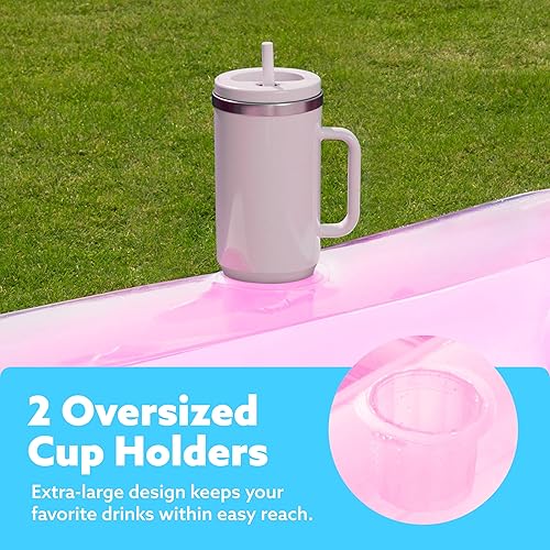 Miniatura 4 de SLOOSH Flotador inflable para adultos con almohada, 178 x 117 cm, 4 en 1 balsa estilo tina bronceadora, camastro para tomar el sol, fiestas