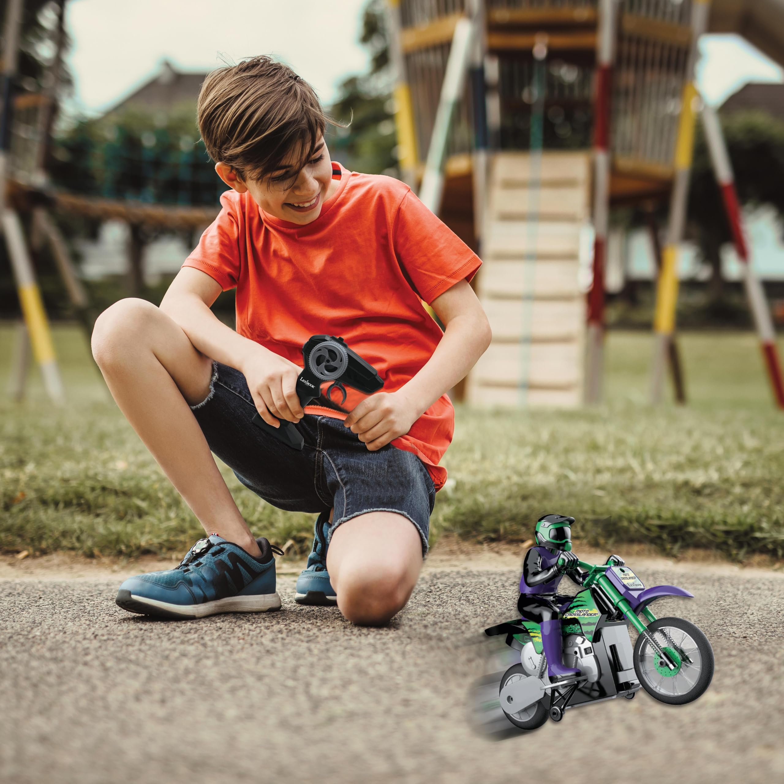 LEXIBOOK, Crosslander®, Radio-controlled off-road motorcycle, up to 12km/h, perfect balance, light effects, crazy skids - Image 4