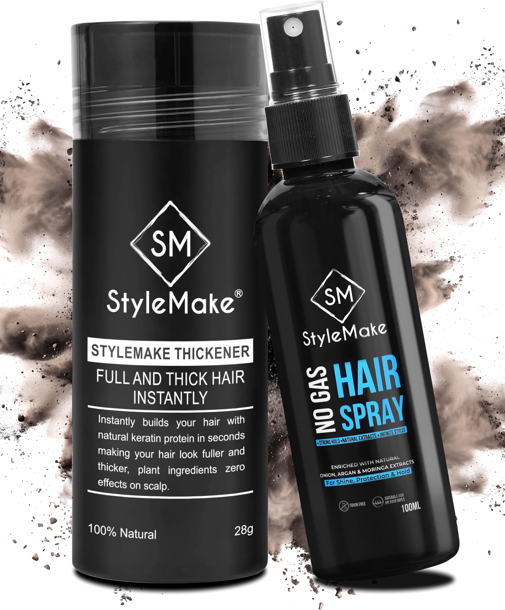 Thickener Hair Loss Concealer With Hair Spray - Hair Building Fibers 28Gm - Hair Fibers For Thin & Fine Hair - Hair Thickening Fibers For Men & Women's- Combo Pack (Dark Brown) - 28 Grams