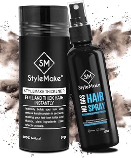 StyleMake Thickener Hair Fiber Dark Brown 28g + Fibre Lock Spray 100ml — The Ultimate Duo for Instant Volume & Fuller Look... Price In India