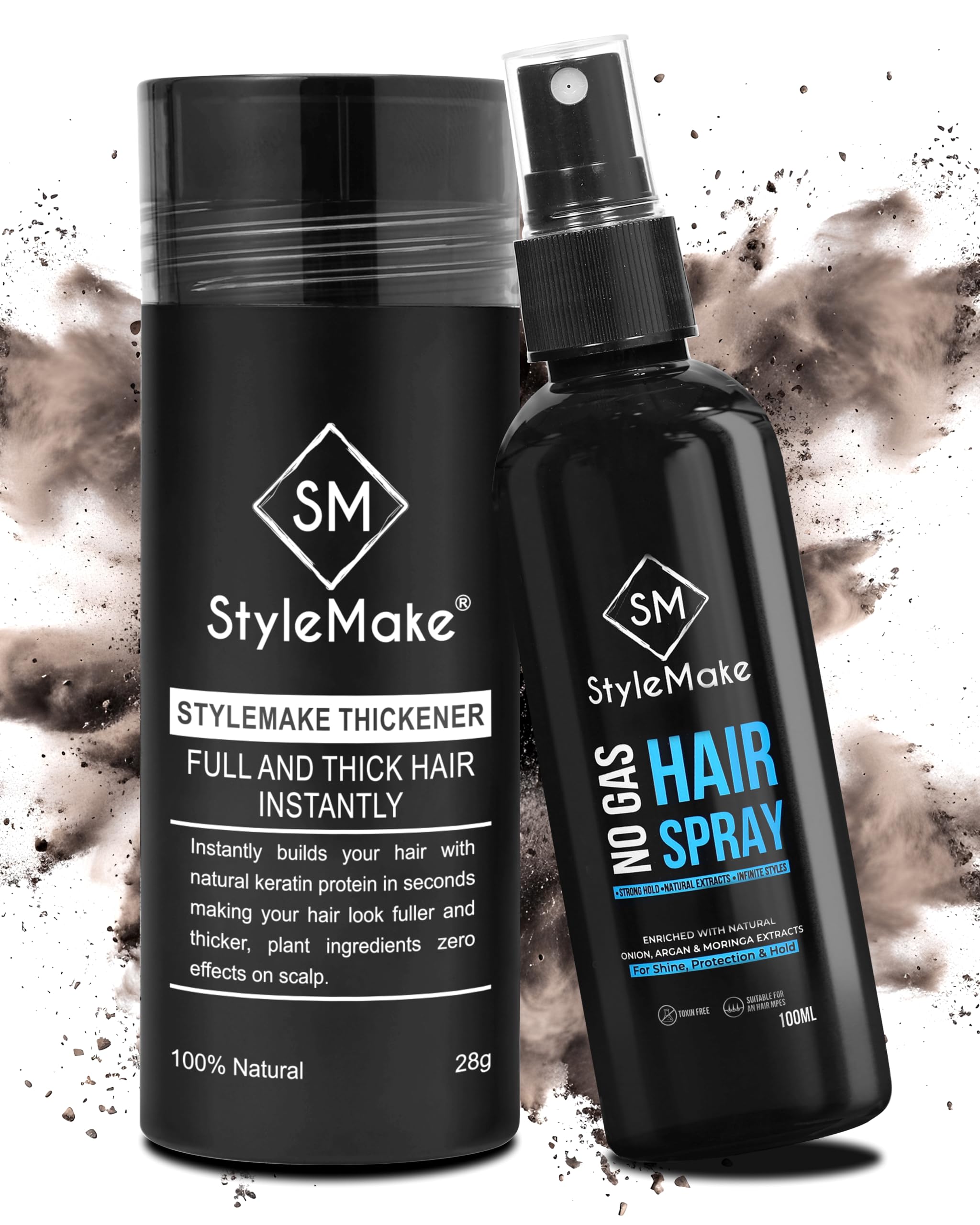 Thickener Hair Loss Concealer With Hair Spray - Hair Building Fibers 28Gm - Hair Fibers For Thin & Fine Hair - Hair Thickening Fibers For Men & Women's- Combo Pack (Dark Brown) - 28 Grams