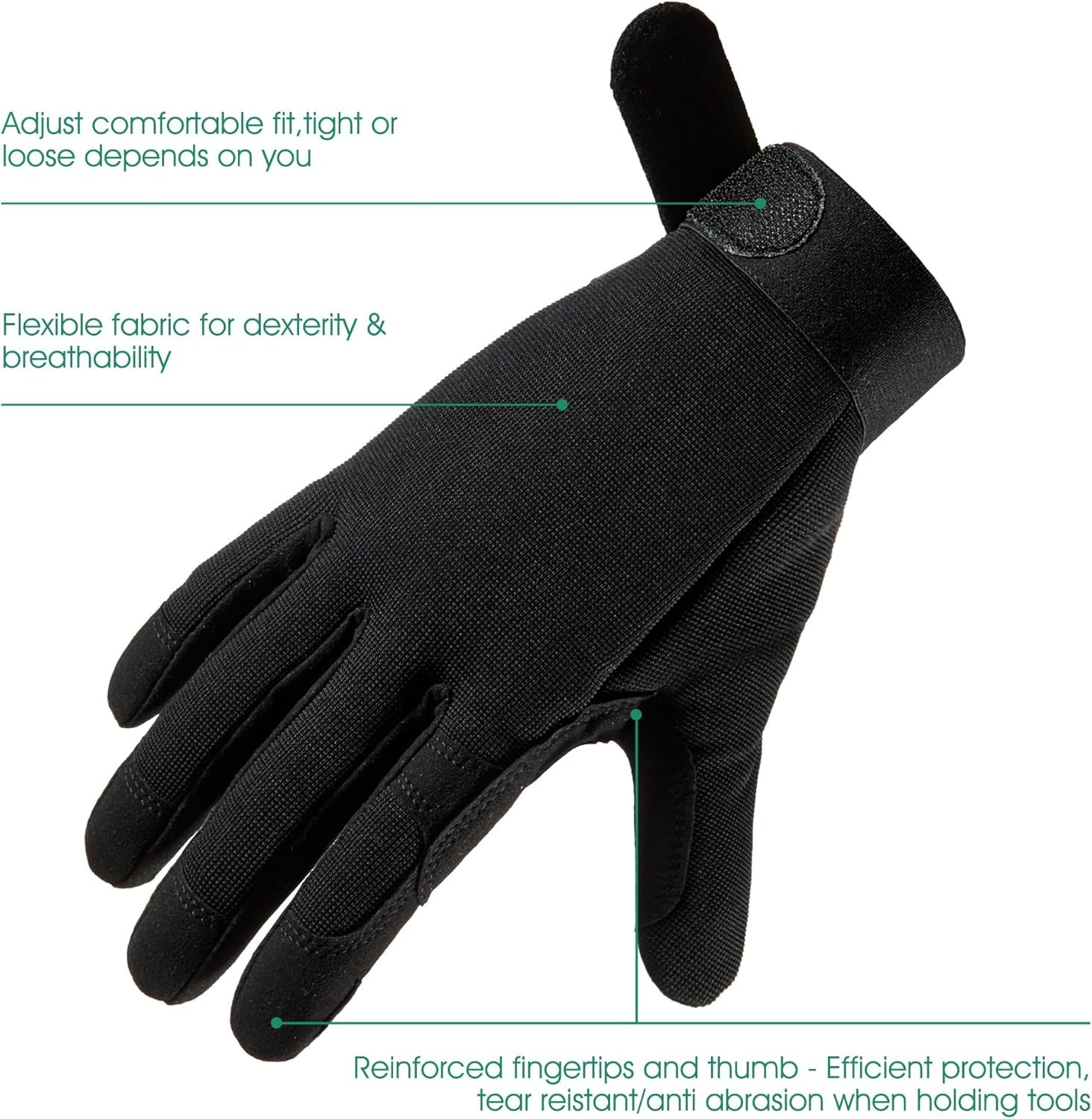 COOLJOB Thorn Proof Garden Gloves with Touchscreen Fingers for Men, Rose Pruning Work Gloves with Palm Cushion for Gardener, Farmer and Landscaper (Black 1 Pair XL) - Image 2