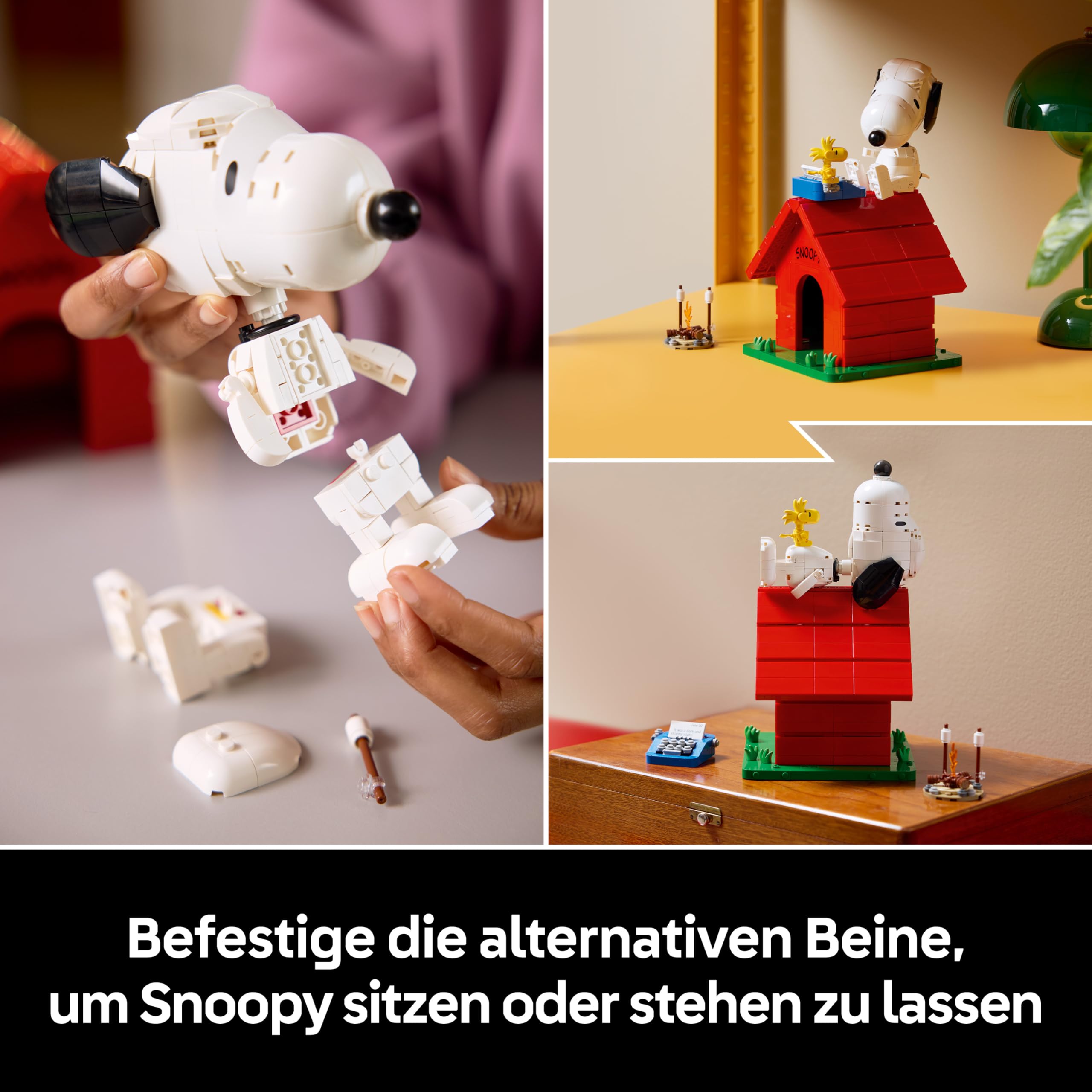 LEGO Ideas Peanuts: Snoopys Hundehütte - Modellbau für Erwachsene Snoopy und Woodstock Figuren - DIY Deko für Schreibtisch oder Regal - Geschenkidee für Fans - 21368
