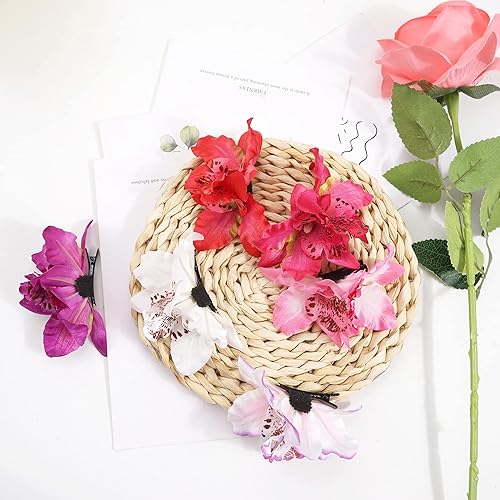 Miniatura 10 de 10 pinzas para el pelo de flores de gasa para mujer, diseño de mariposa, orquídea, cocodrilo, accesorios de boda, decoración de eventos de boda