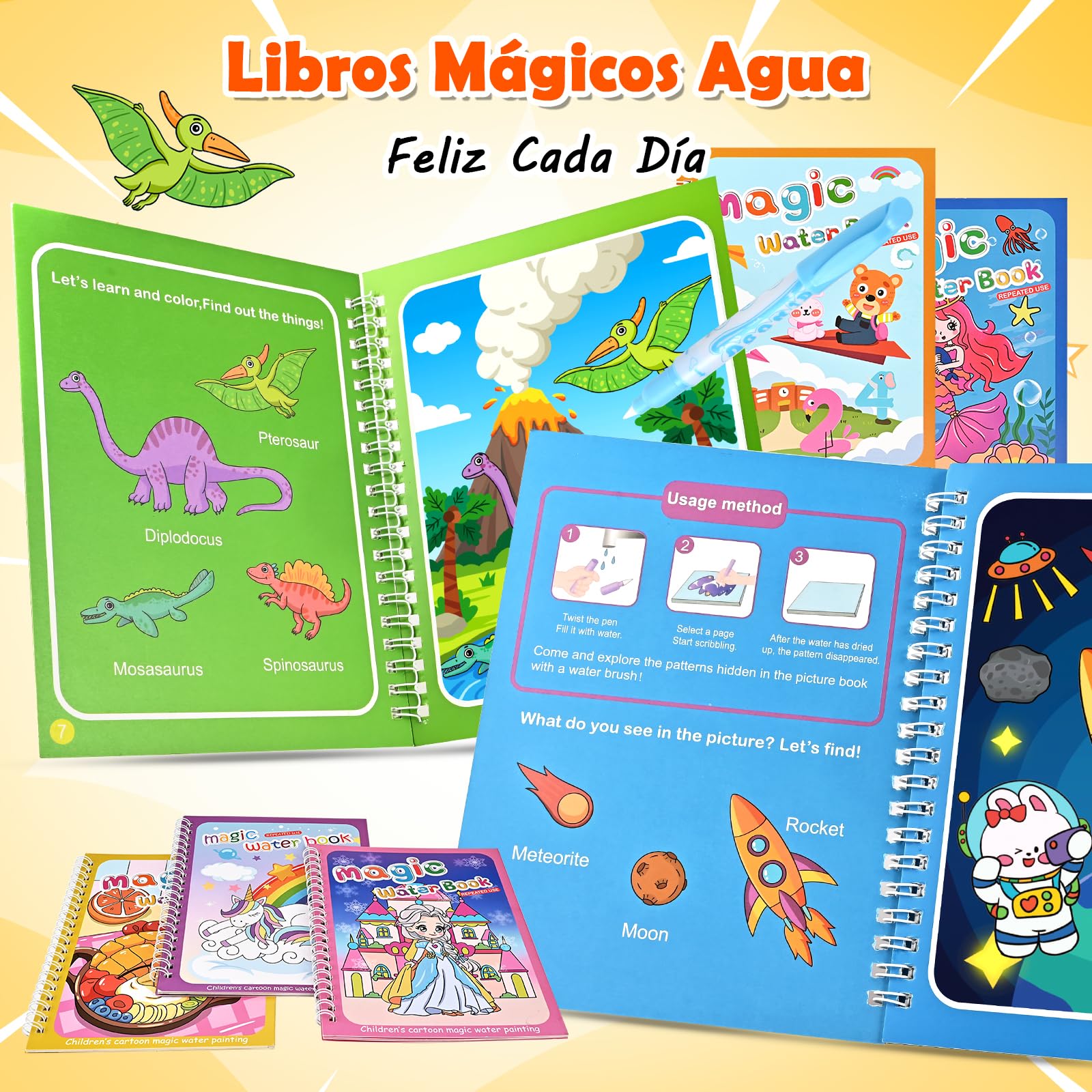GOLDGE Libros Mágicos Agua 24 Pack, Regalos Cumpleaños Niños Colegio Reutilizable - Detalles Cumpleaños Niños con Bolsas Cumpleaños Infantil para Fiesta, Kit Manualidades Niños 3~9 Años, Party Favor