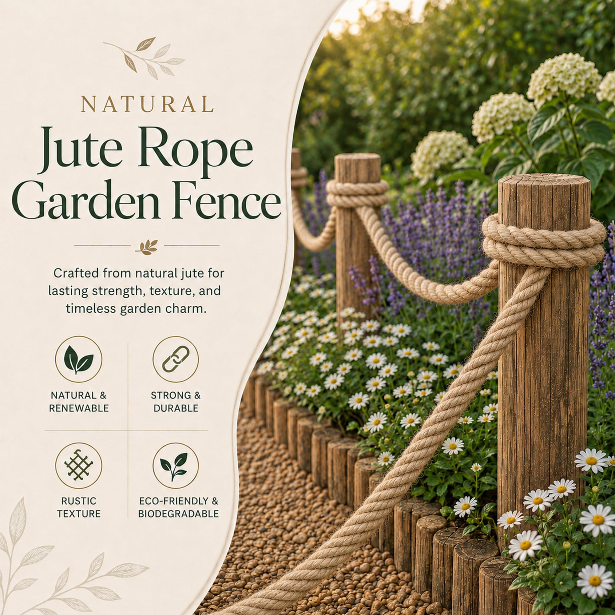 YUZENET Twisted Manila Rope Jute Rope (1.5 in x 50 ft) Natural Thick Hemp Rope for Nautical, Landscaping, Railings, Hammock, ating 4