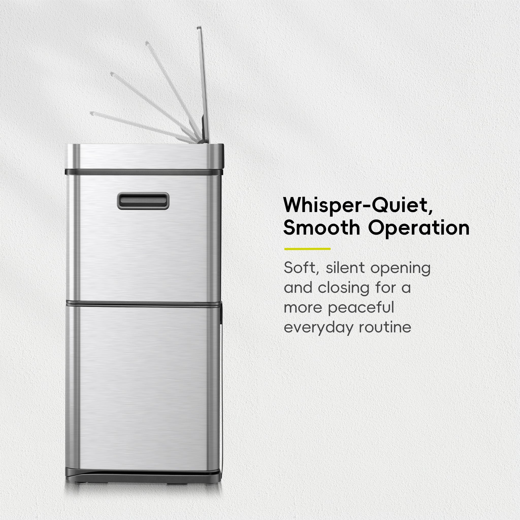 EKO Mirage Plus - Sistema de separación de basura con 3 compartimentos, 2 x 15 L y 30 L, con sensor, 3 cubos interiores de plástico, cubo de basura automático con tapa, cubo de basura grande de cocina