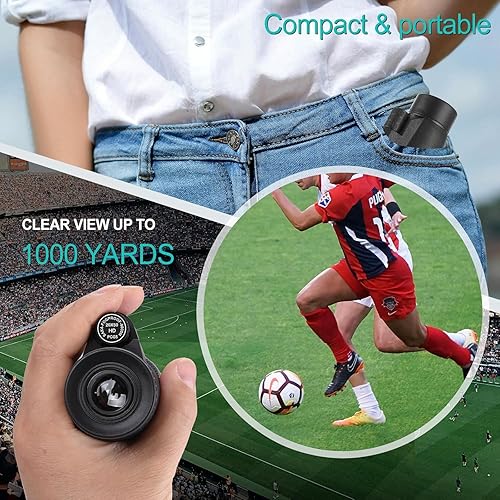 Vista 4 de Monocular HD de 20 x 50 para adultos con adaptador de teléfono y trípode, lente objetivo de 1.969 in, óptica multicapa, prisma BaK-4, estuche