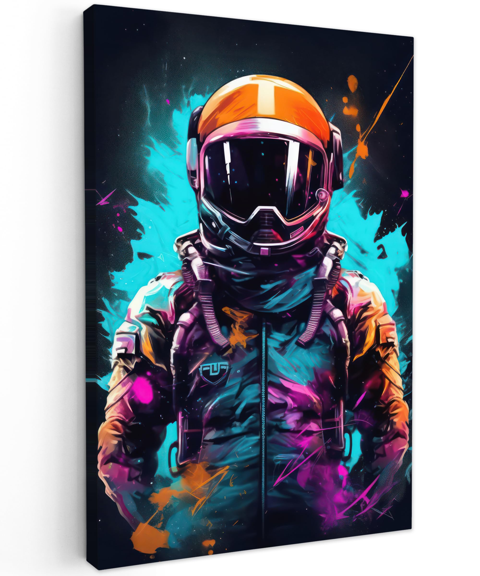 MuchoWow© Canvas Wall Art 16"x24" / 40x60 cm Home Decor Paintings for Living Room Decorations Gifts Hallway Astronaut - Neon - Gaming - Space