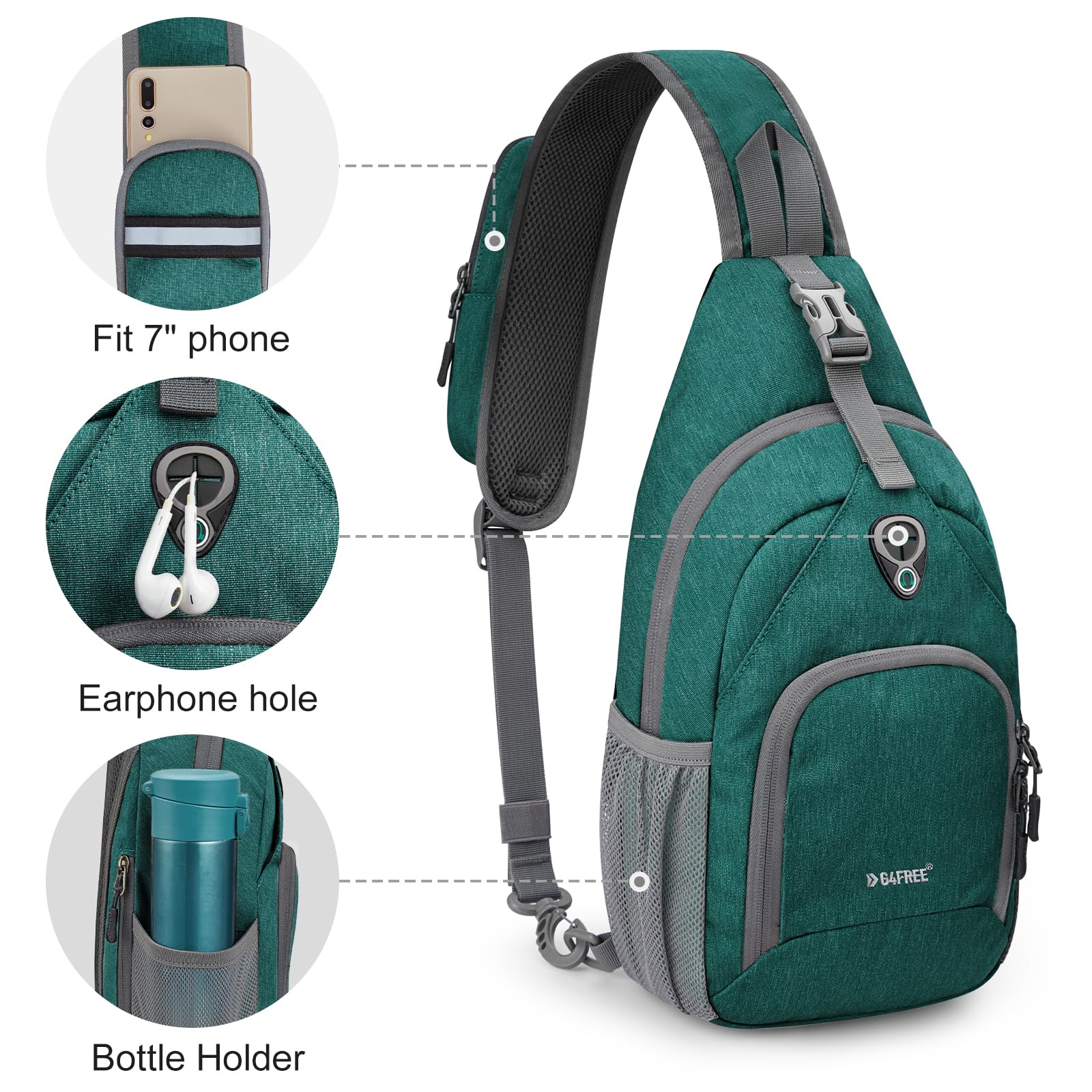 Bolso bandolera RFID, mochila cruzada para el pecho, bolso de hombro para senderismo al aire libre 6