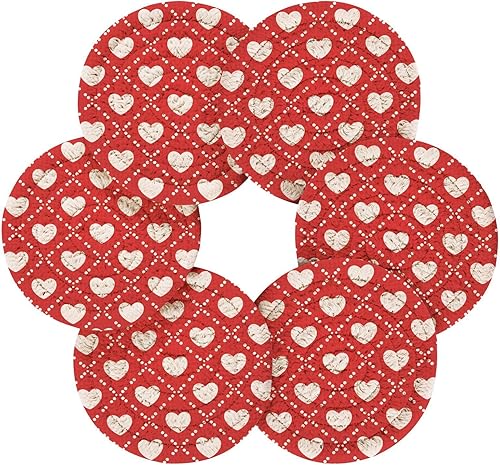 Miniatura 2 de innewgogo Valentine's Day Red Herat 6 Pcs Absorbent Drink Coasters for Tabletop Protection Handmade Round Woven Coaster with Holder & Heat Water