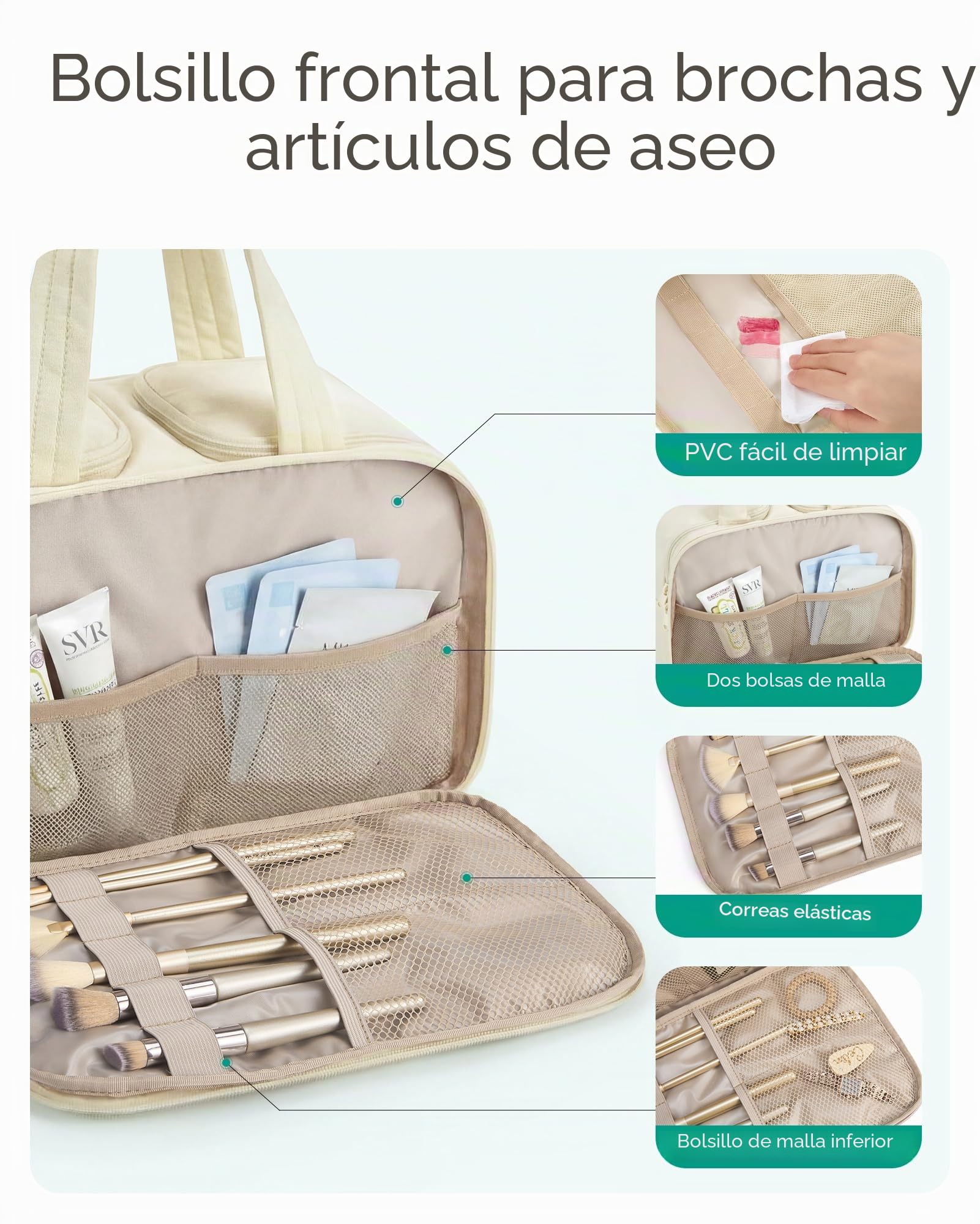 BAGSMART - Neceser de viaje, gran neceser acolchado para mujeres, Negro