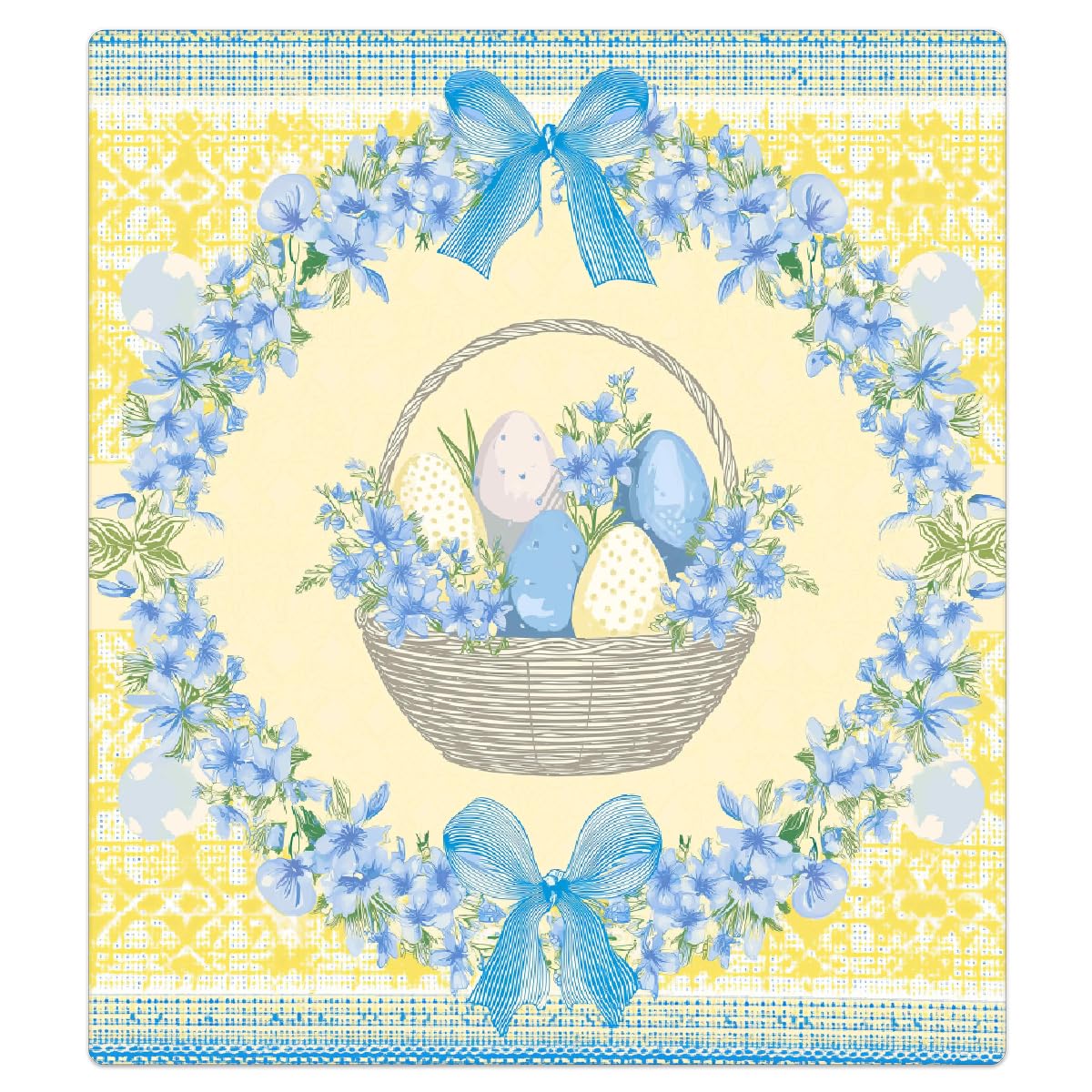 Mexpekil Adesivo decorativo per lavastoviglie per cestino pasquale giallo e blu, 58 x 66 cm, adesivo decorativo per lavastoviglie per porta d'ingresso, impermeabile, pannello magnetico per