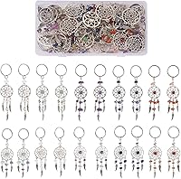 PandaHall 20Pcs Tibetan Dream Catcher Charms with Feather Wings - Alloy Pendants for DIY Jewelry, Keychains, Wall Decor & Gifts
