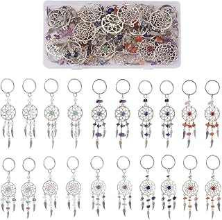 PandaHall 20Pcs Tibetan Dream Catcher Charms with Feather Wings - Alloy Pendants for DIY Jewelry, Keychains, Wall Decor & Gifts