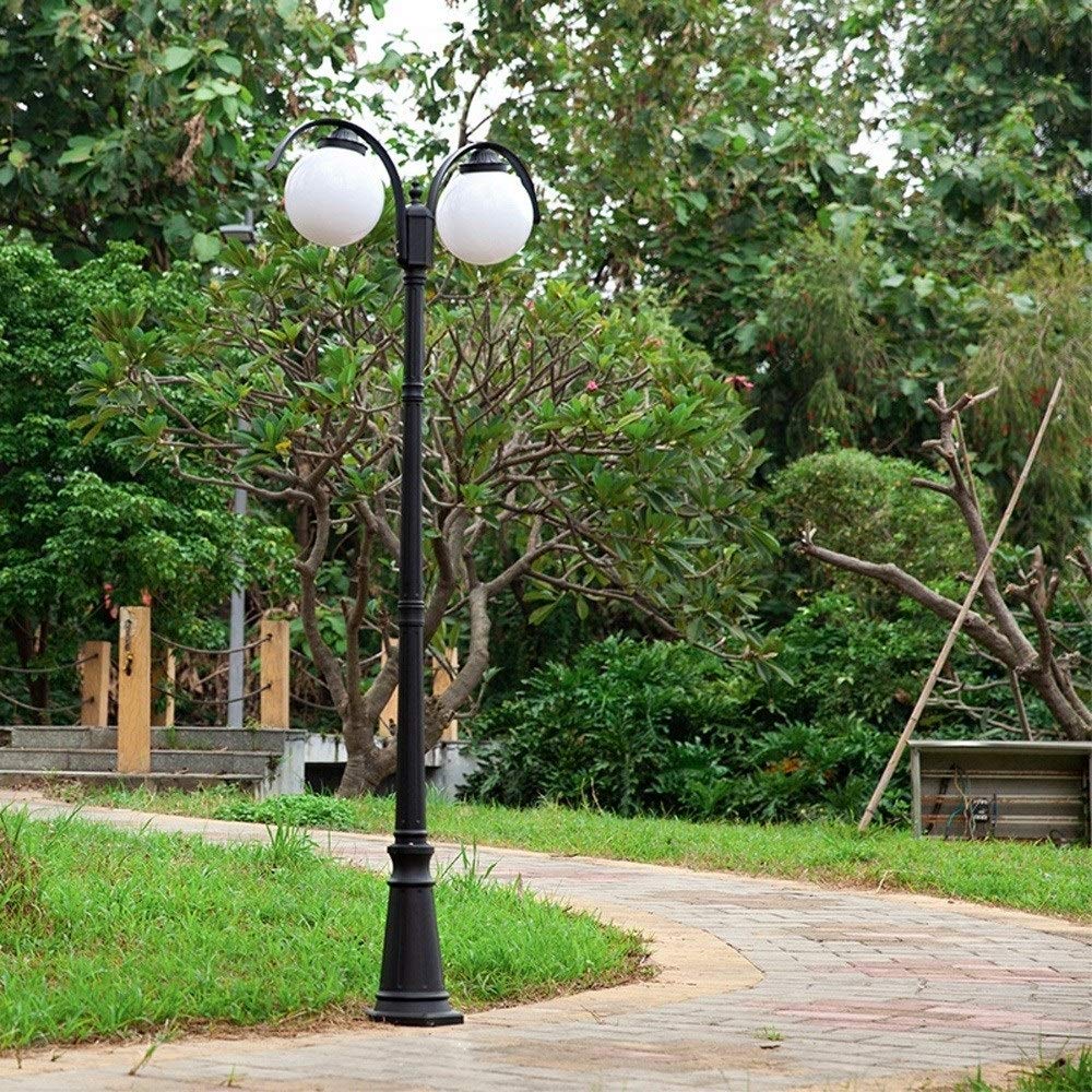 Lampe de Jardin rétro à 2 lumières, 221 cm, Lanterne Traditionnelle sur Poteau étanche IP54, éclairage de Rue et de Villa en Aluminium, lampadaire de Jardin.,