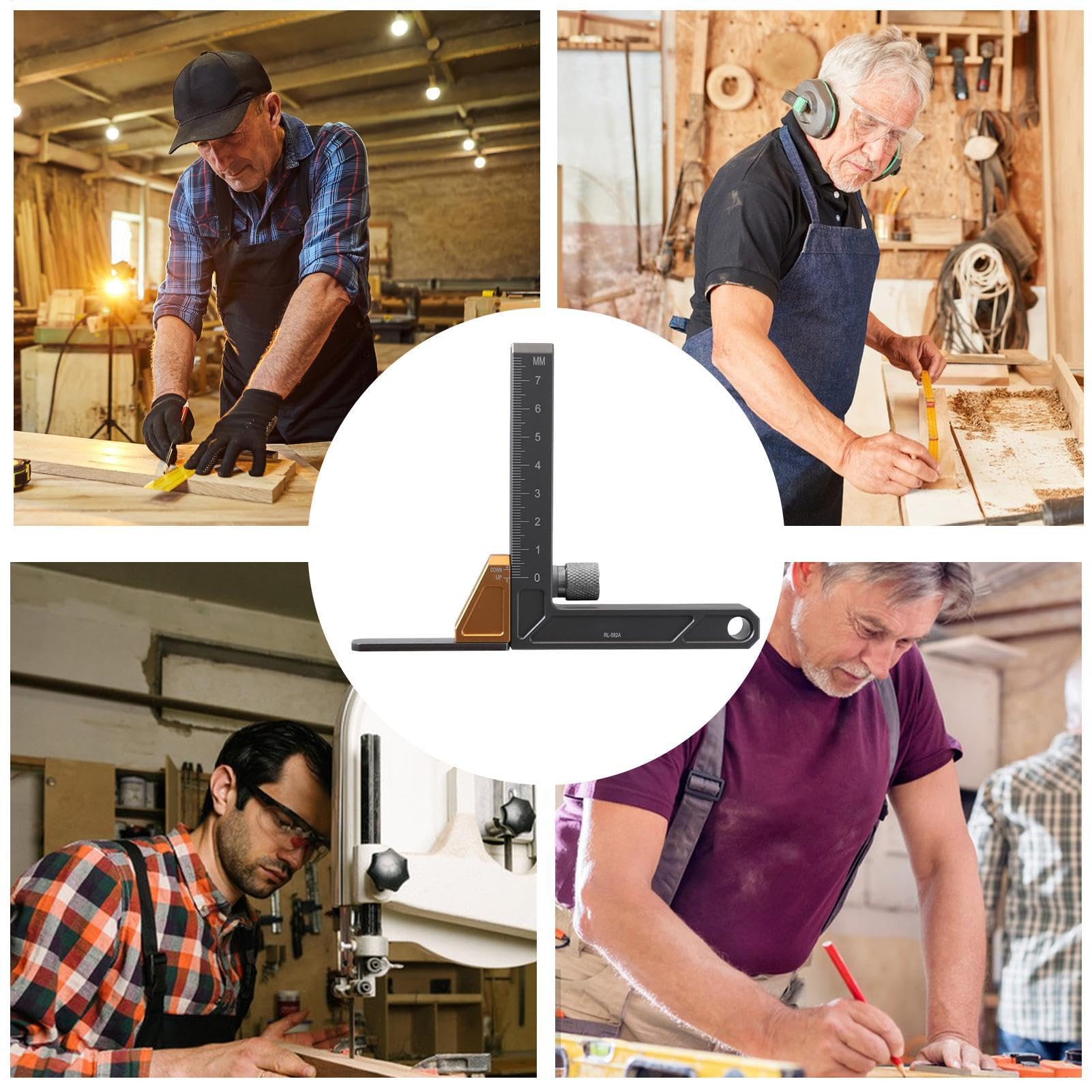 Compteur de profondeur de scie à table, compteur de hauteur de scie à table en alliage d'aluminium - Outils de mesure du travail du bois, règle de mesure de hauteur légère pour menuisier, amateur
