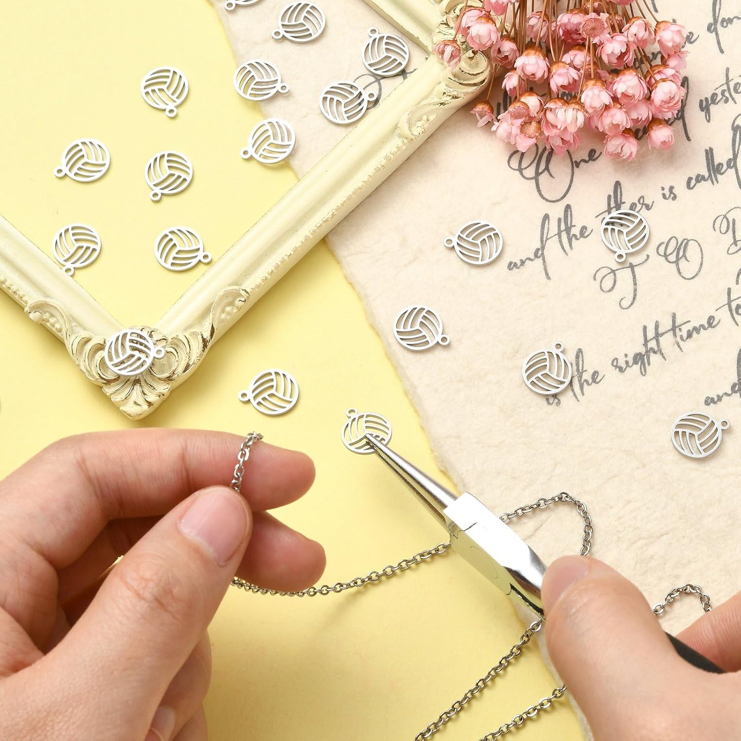 KitBeads 20pcs 304 Stainless Steel Volleyball Charms Silver Tone Sport Mini Volleyball Charms for Jewelry Making Bracelets Necklace Bulk - Image 3