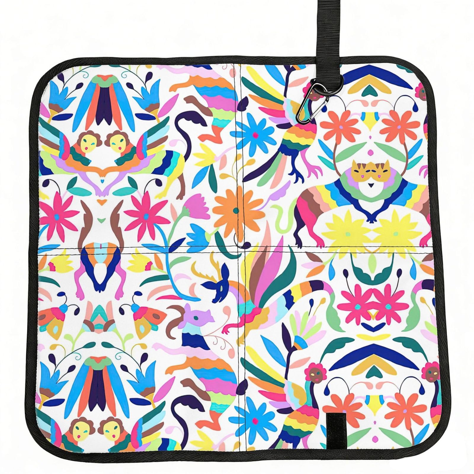 OKFSTY Mexican Otomi Animals Print Fold Away Seat Cushion Portable Outdoor Pad Polyester Bleacher Bench Mat Travel Picnic Pad