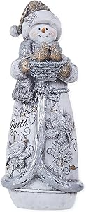 Transpac Imports Faith Birdie Robe Snowman Basket 10 x 4 Resin Stone Christmas Table Top Figurine