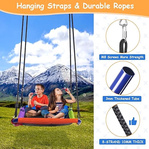 Miniatura 4 de Juego de columpios para patio trasero, juego de columpio de 440 libras con soporte de metal resistente en A para exteriores, 1 asiento de columpio