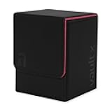 Trading Card Toploading Deck Box, 80+ sleeved cards, Premium Exo-Tec Material, Card Holder Storage Box, Detachable Magnetic Lid, for MTG Commander, TCG (Black/Electric Pink)