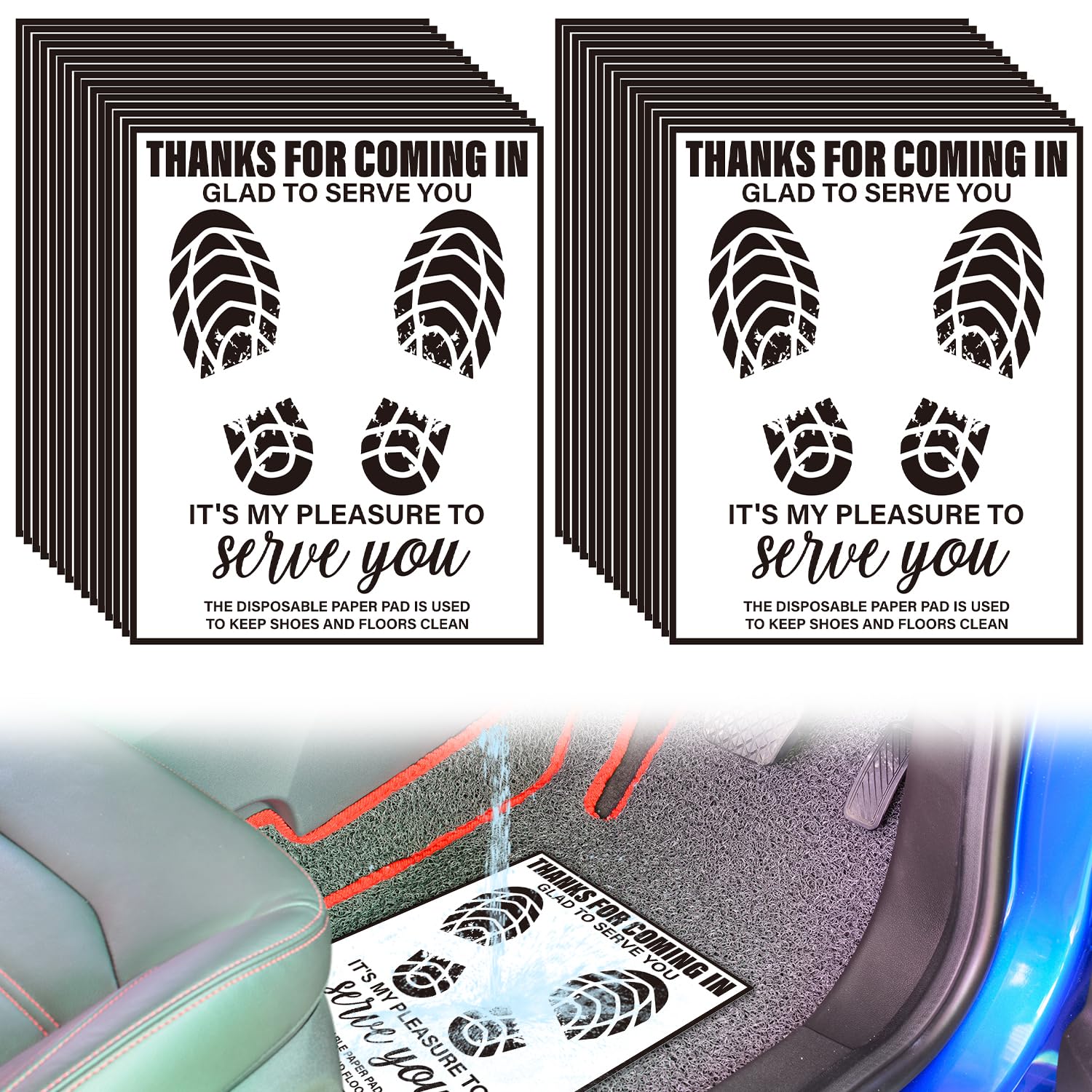 100pcs Car Paper Floor Mats, 16 x 20 Inch Disposable Paper Floor Mats Pads Covered Waterproof Car Detailing Floor Mat Paper Automotive Mat Covers Protector for Car Vehicles Supplies