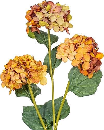 Miniatura 6 de Vickerman Espray de hortensias artificiales burdeos de 33 pulgadas con tres cabezas de flores, 2 por bolsa.