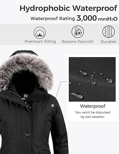 Vista 5 de Wantdo - Chaqueta de invierno con capucha para mujer