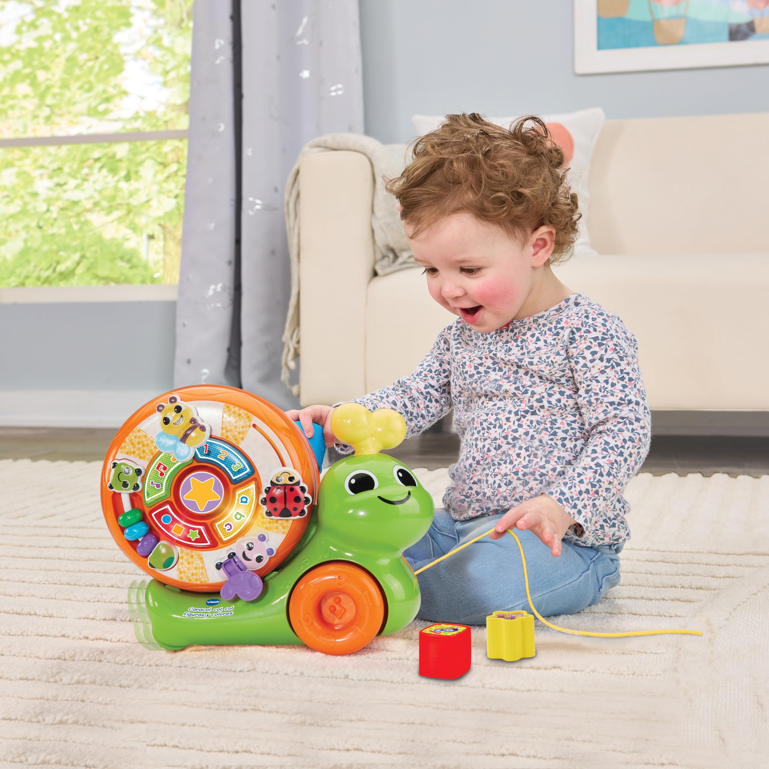 VTech-Baby Caracol Col Col Música y Animales, Juguete de Arrastre, Caracol Interactivo, Juegos para Encajar, Coordinación Ojo-Mano, Regalo niños 1 año, Versión ESP