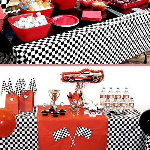 Miniatura 6 de Paquete de 20 manteles rectangulares de plástico a rayas rojas, impermeables, de 54 x 108 pulgadas, desechables de carnaval, circo, clásico, rojo y