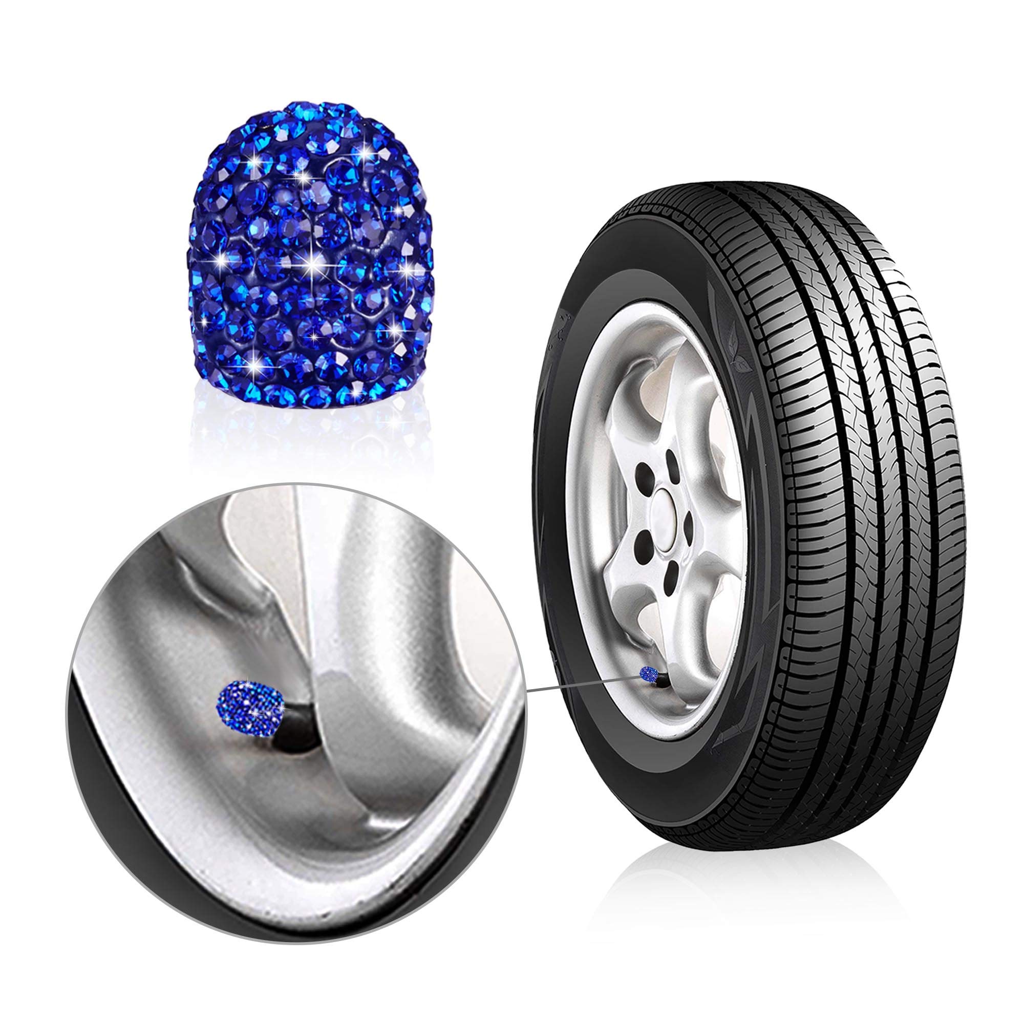 WINKA 4Pcs Bling Car Tire Valve Stem Caps Diamond Bling Dustproof Car Wheel Tire Valve Caps Crystal Decor — view 3