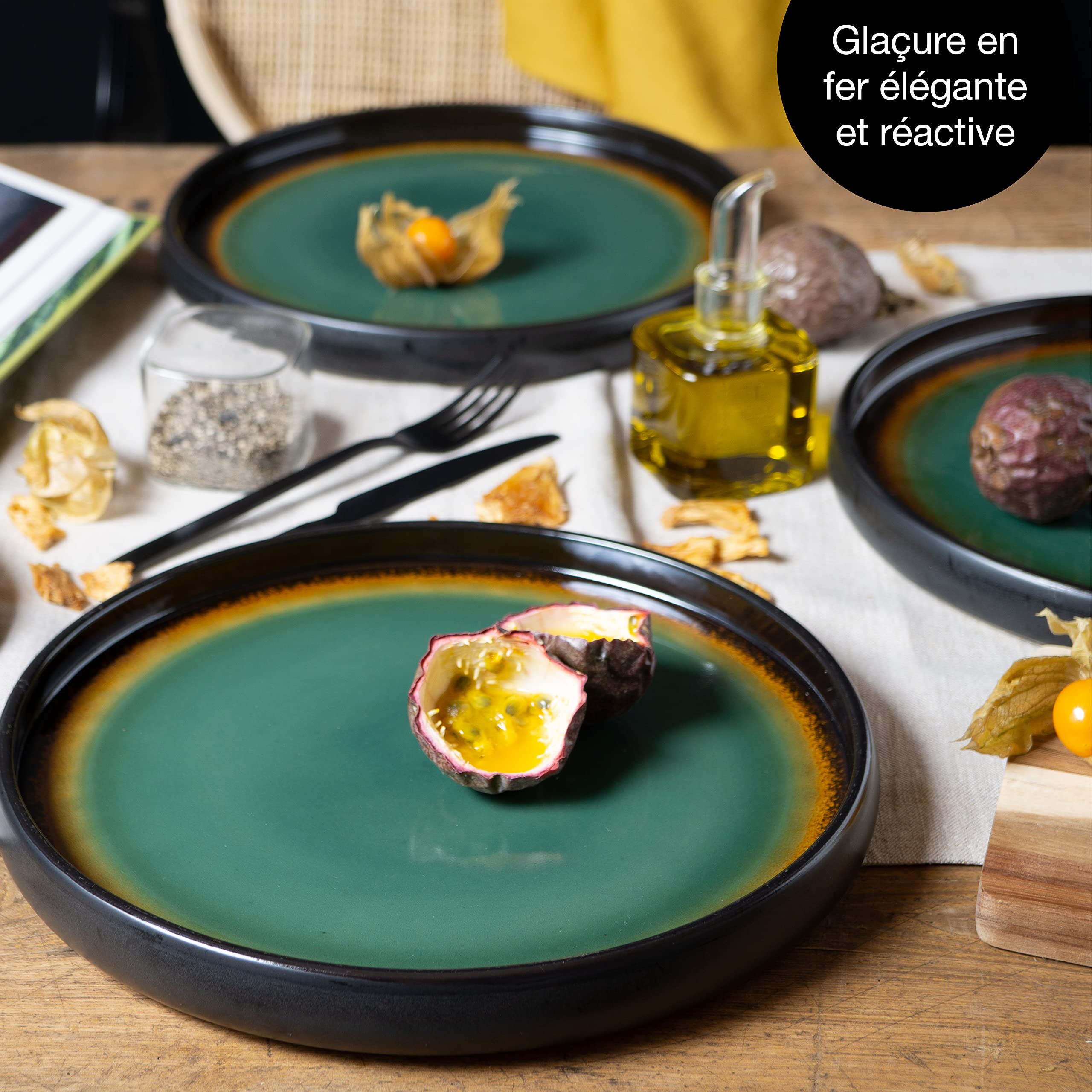 Moritz & Moritz SOLID Lot de 4 assiettes plates en grès 26 cm