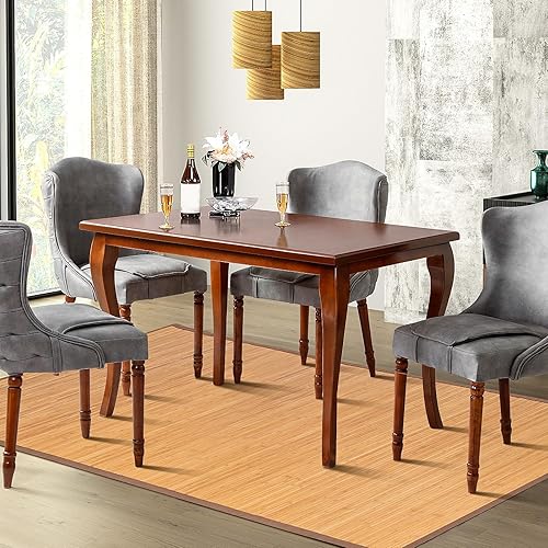 Miniatura 8 de Giantex Alfombras de bambú de 5 x 8 pies, tapete con respaldo antideslizante, tapete de piso enrollable duradero, tapete de interior de 60 x 96