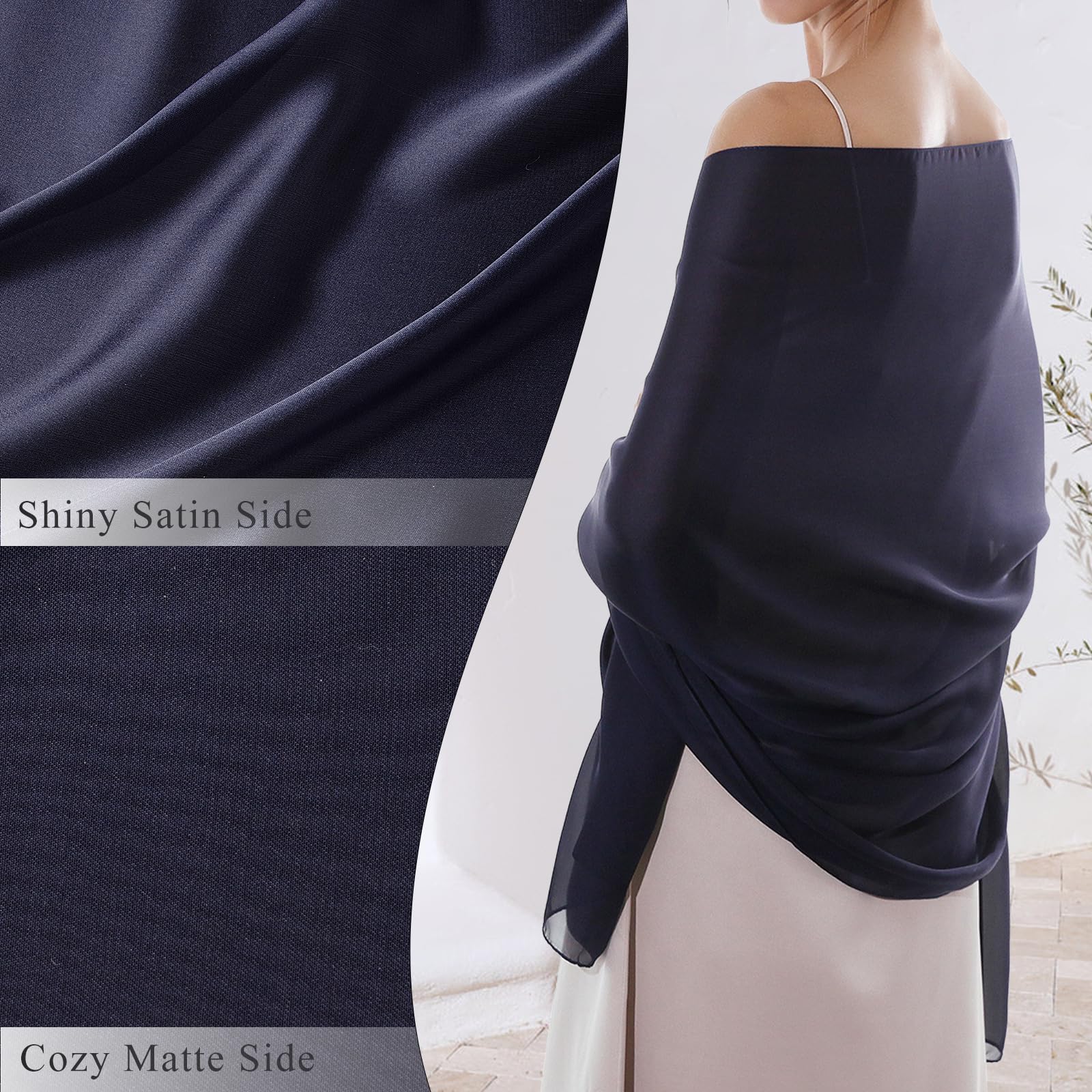 RIIQIICHY Foulard Sciarpa Seta Donna Pashmina Stola Scialle Cerimonia Abito da Sera Elegante Sposa