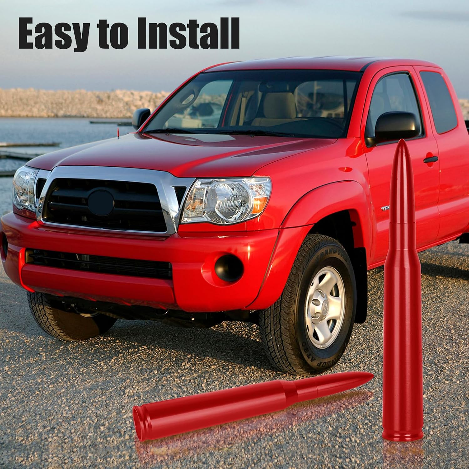 5.5in red Car Bullet Antenna - Durable Vehicle Antenna Replacement for Chevrolet, Ford F150 F250 F350 RAM 1500 2500 Raptor Truck Antenna AccessoriesFord, Jeep Wrangler & More Autos(Red)