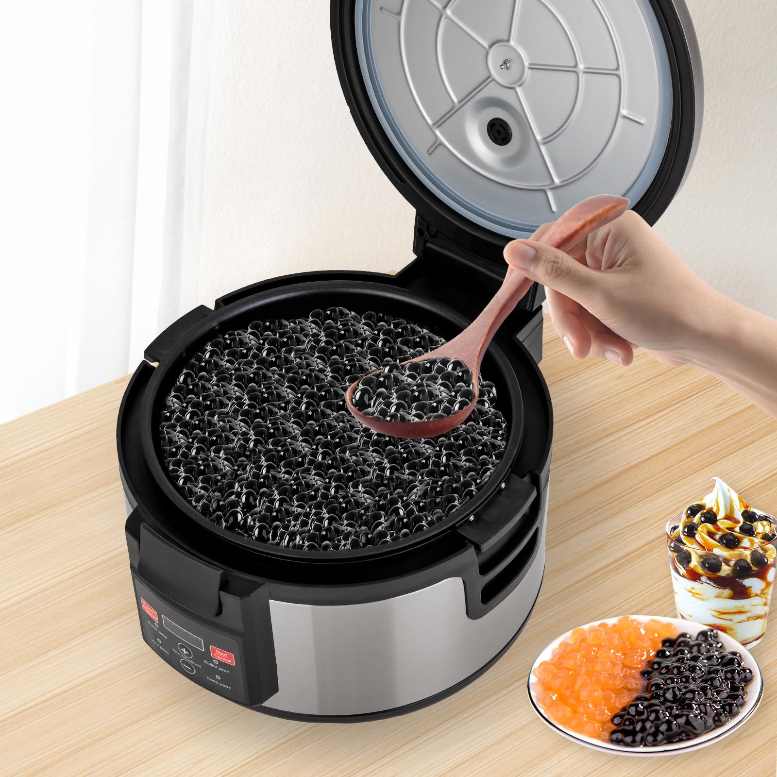 Comercial Tapioca Boba Maker, 16 Liter automatischer Antihaft-Perlentopf mit Touchscreen-Bedienung, Boba Bubble-Teetopf für Boba Sago Perla Tee und Milchtee