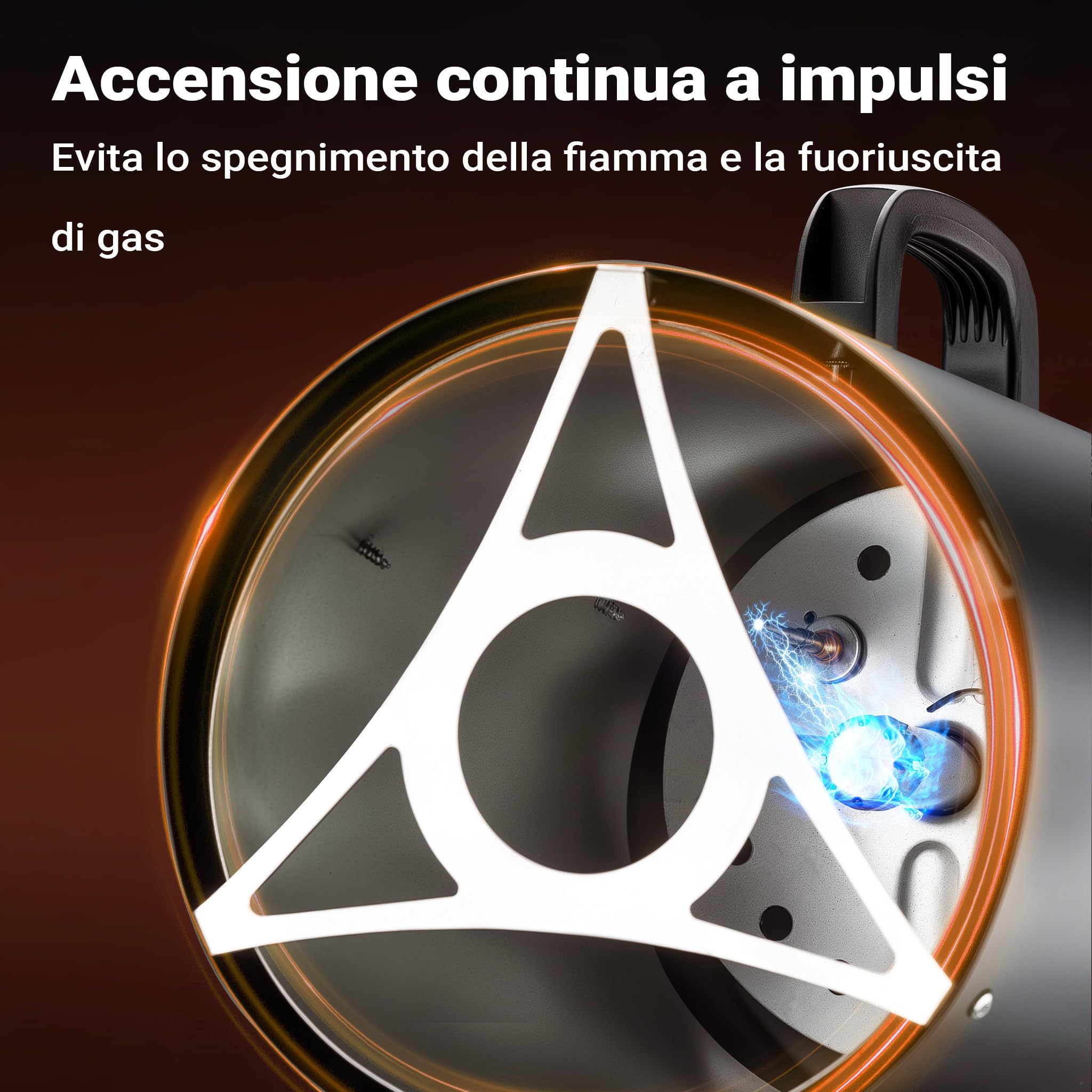 Wiltec Cannone aria calda a gas GPL, con avviamento piezoelettrico, regolatore e tubo 1,5 m, Generatore calore