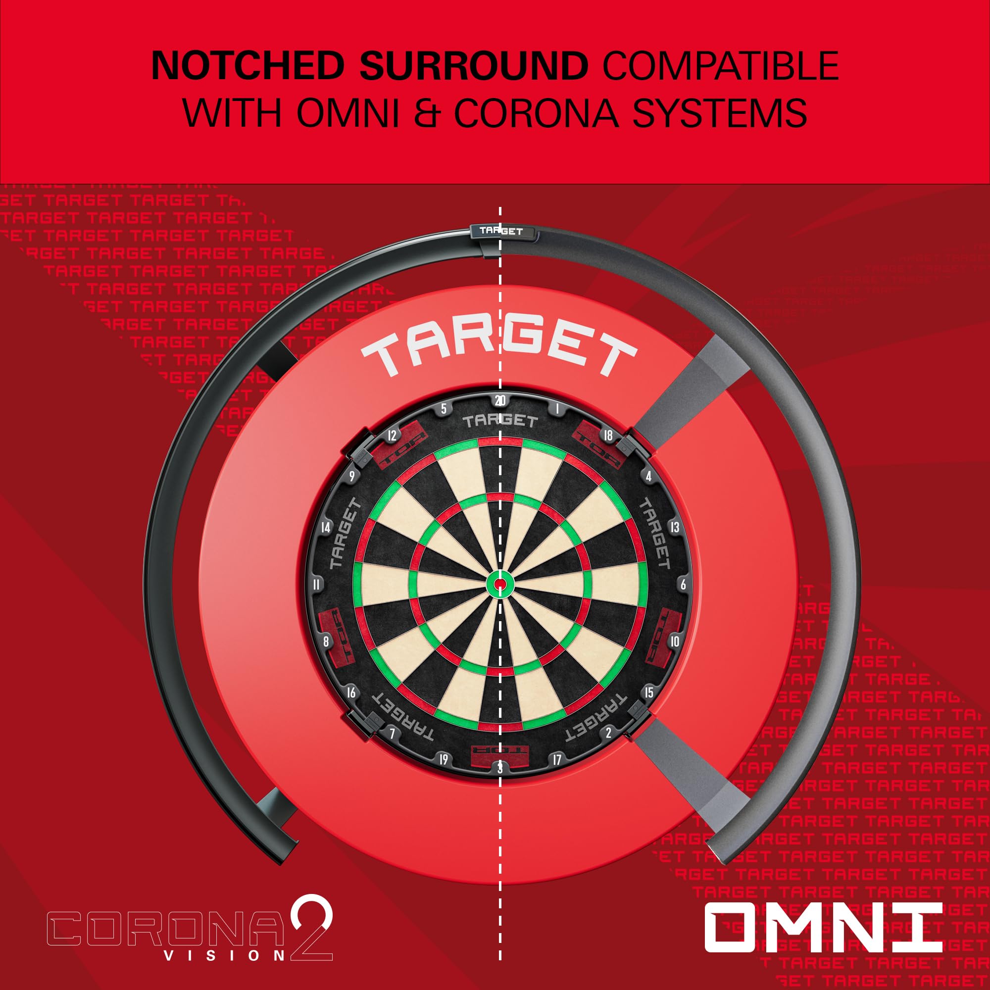 Target Darts Notched Dianas Dart Surround Protector Anillo, Rojo/Negro/Gris
