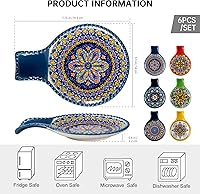 Vista 2 de Ceramic Spoon Rest for Stove Top, Large Spoon Holder for Kitchen Counter, Cooking Utensil Rest for Ladle, Spatula, Tongs, Housewarming Gifts Set of